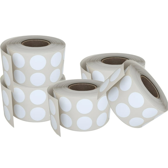 Small Round Labels White Color Coding 1/2 inch (0.5) - 5 Rolls - 5400 Pack - Circle Labels Stickers 13mm by Royal Green