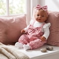 thumbnail image 5 of Yhmxh 11.8 Inch Doll Clothes Outfit Set, Floral Print Overalls with Ruffle Long‑Sleeve Top, Bow Headband & Socks, Fashion Doll Accessory Clothing for 12‑14 Inch Baby Dolls, 5 of 6