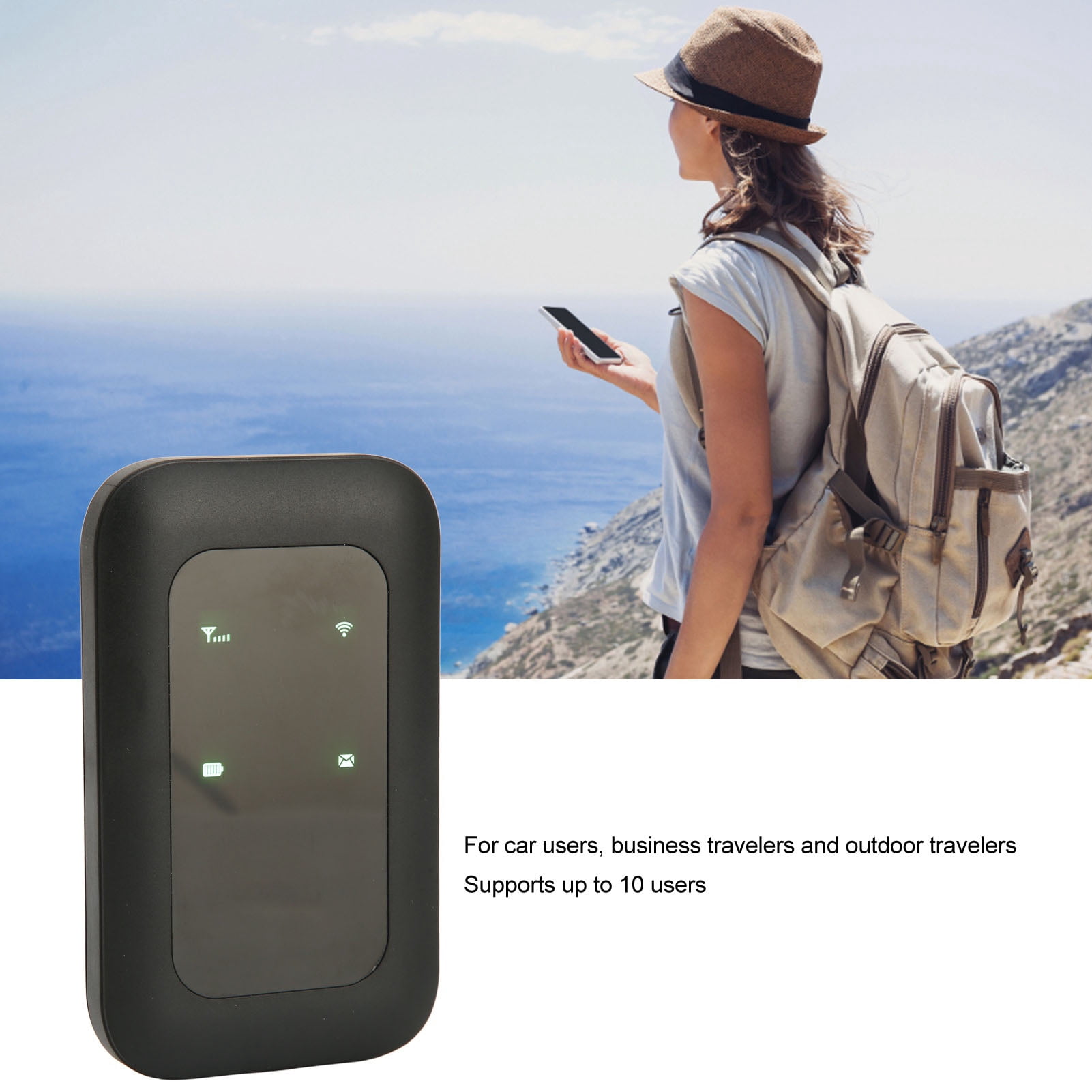 Portable 4G LTE Mobile WiFi Hotspot, Wireless Internet Router Devices with SIM Card Slot, LED Smart Display, Mini Pocket WiFi Router, 150Mbps, for Car Outdoor Travel