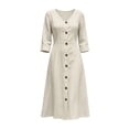 thumbnail image 4 of Edvintorg Midi Dresses for Women Vacation Casual 3/4 Sleeve Button Down Dress Fashion Clothing Womens Sundresses with Pockets, 4 of 7