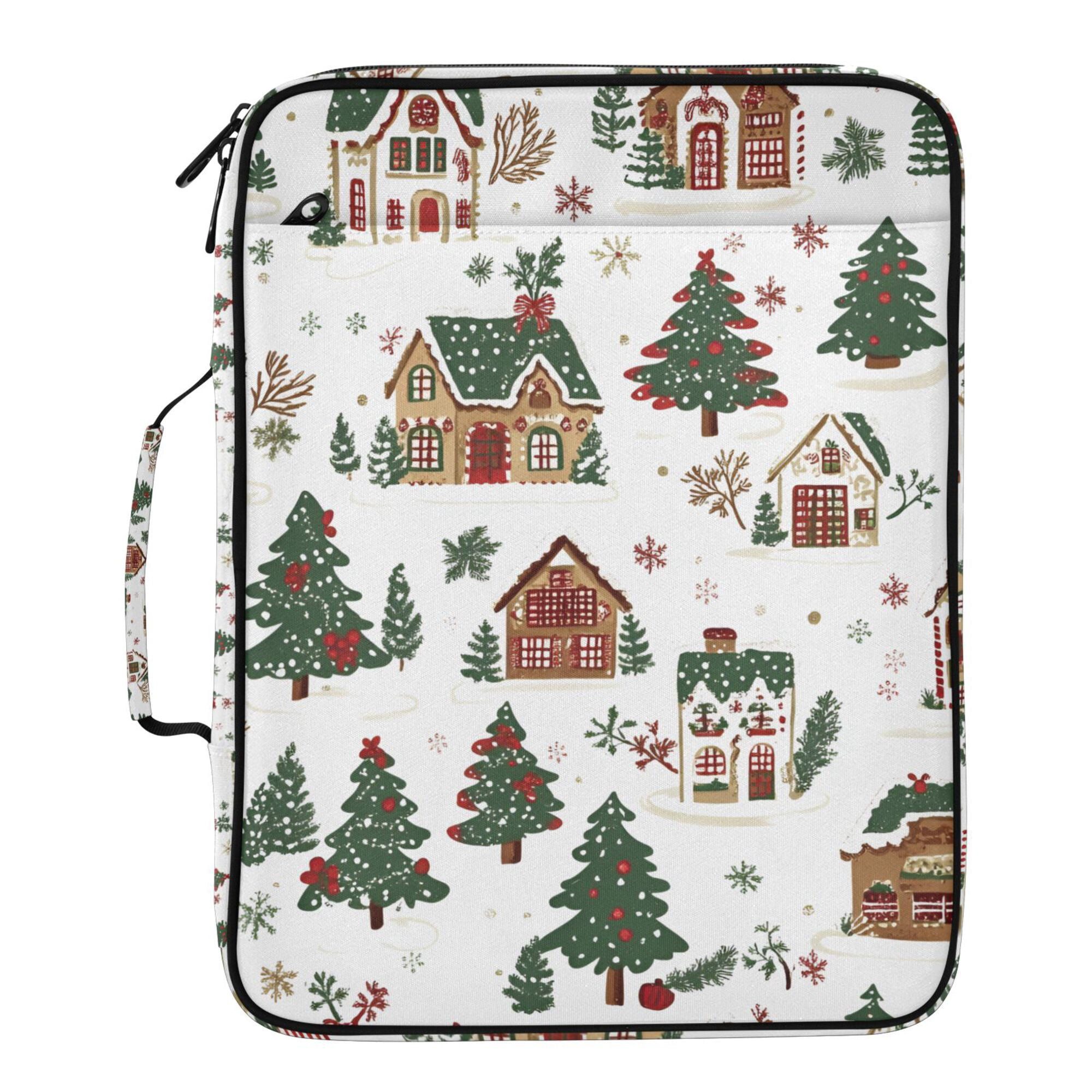 FORMRS Accordion File Folder A4 Size 7-Pocket Expanding Document Organizer Bag with 3 Ring Binder, Brown Christmas House