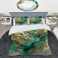 thumbnail image 2 of Designart "Unveiling The Energy Gold and Green IV" Modern Geometric Bedding Covert Set - Abstract Geometric Gold Abstract Bed Set With 2 Shams, 2 of 6
