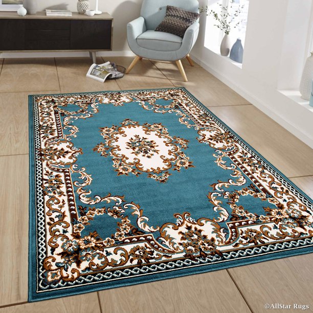 Allstar Blue Woven High Quality Rug. Traditional. Persian. Flower