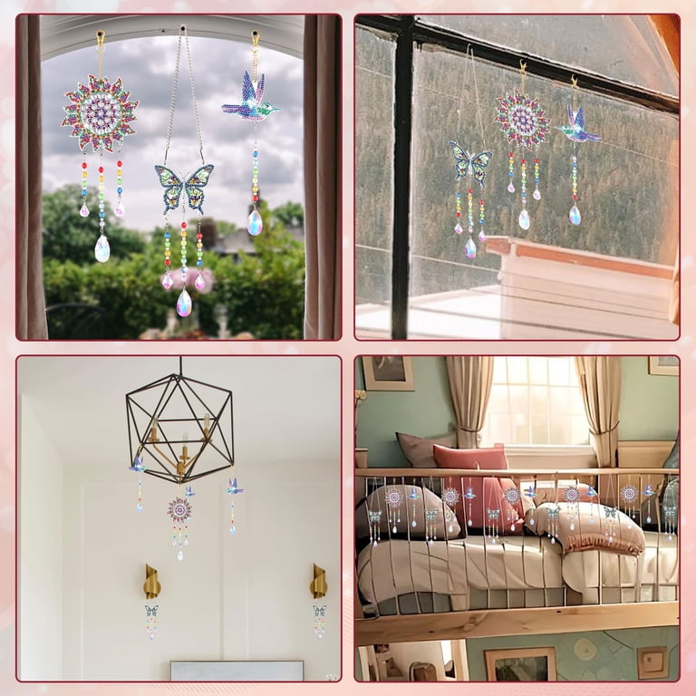 JISHSHAY Diamond Painting Unicorn Wind Chime Kit - DIY Gem Art Hanging Pendant With Special Shaped Rhinestones, Sun Catcher Craft For Adults