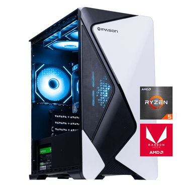 IPASON Gaming Desktop PC, AMD Ryzen 5 5600G(Upgrade to 5600GT), 1TB SSD, 16G RAM,AMD Vega 7 Radeon Graphics, Wifi, Tower,Windows 11 Home