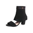 thumbnail image 1 of Mujeres Zapatos Negros Abiertos Pie Cuña Tacón Sandalias Más Tamaño Ajustable Correa de Tobillo Casual Primavera Verano Comodidad, 1 of 9
