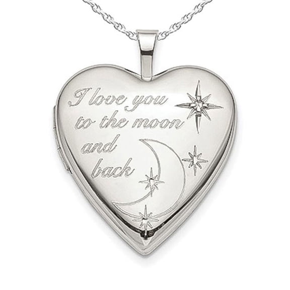 Picturesongold.Com Sterling Silver to the Moon And Back Heart Photo Female Adult Locket