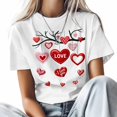 thumbnail image 2 of Camisetas para hombre, camiseta de algodón con cuello redondo, diseño de corazón y rama de árbol, manga corta, ideal para San Valentín., 2 of 8