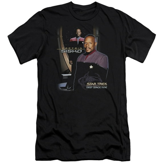 Star Trek Captain Sisko Premium Canvas Adult Slim Fit 30/1 T-Shirt Black