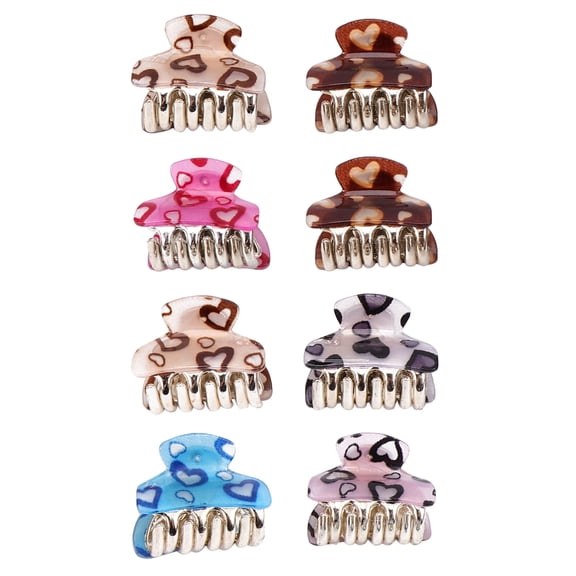 LOLIPPYY 8Pcs Acrylic Small Heart Shape Hair Claw Clamp for Women Daily Use