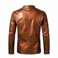 thumbnail image 5 of JOANKDMI Leather Jacket Men Moto Jacket Vintage Motorcycle Biker Coat Stand Collar Full Zip Casual Slim Fit PU Outerwear with Zipper Pockets for Fall Spring, 5 of 8