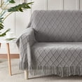 thumbnail image 2 of Navy Throw Blanket Textured Solid Soft Sofa Couch Decorative Knitted Blanket, 50" x 60" Navy, 2 of 5
