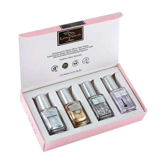 Karma Organic Surprise Beautiful Natural Nail Polish Gift Pack-Non-Toxic Nail Art, Vegan and Cruelty-Free Nail Paint (New York Silver and Gold)