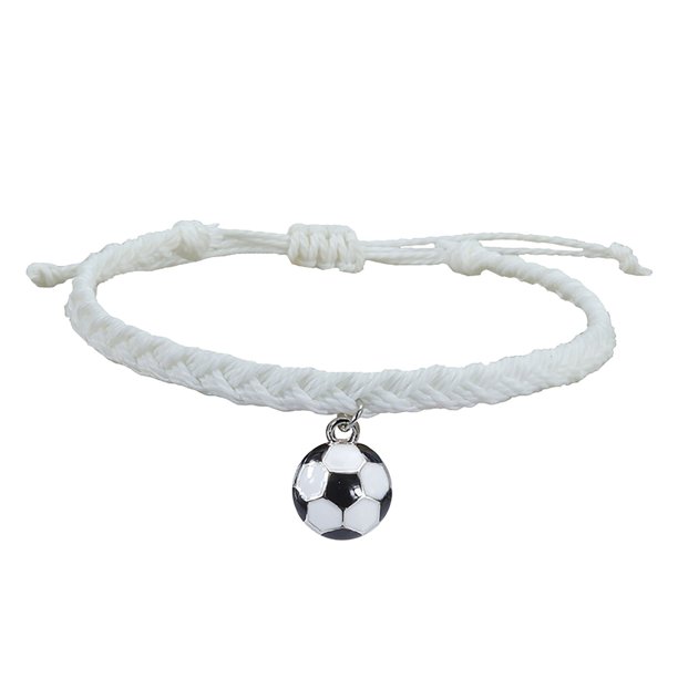Pulseras de Fútbol Charm Favors Fútbol Negro Rojo Blanco Marrón Pulseras de Fútbol Cuentas Ajustable Inspirational for Teens Adults Sport Birthday Football Favors For