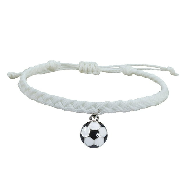 Pulseras de Fútbol Charm Favors Fútbol Negro Rojo Blanco Marrón Pulseras de Fútbol Cuentas Ajustable Inspirational for Teens Adults Sport Birthday Football Favors For
