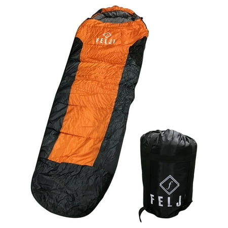 Felji Mummy Sleeping Bag With Carrying Case 5f 15c Orange Grey Felji Mummy Sleeping Bag With Carrying Case 5f 15c Orange Grey Black