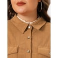 thumbnail image 5 of DARING DIVA Women's Plus Size Long Sleeve Button Down Blouses 1X Brown, 5 of 6