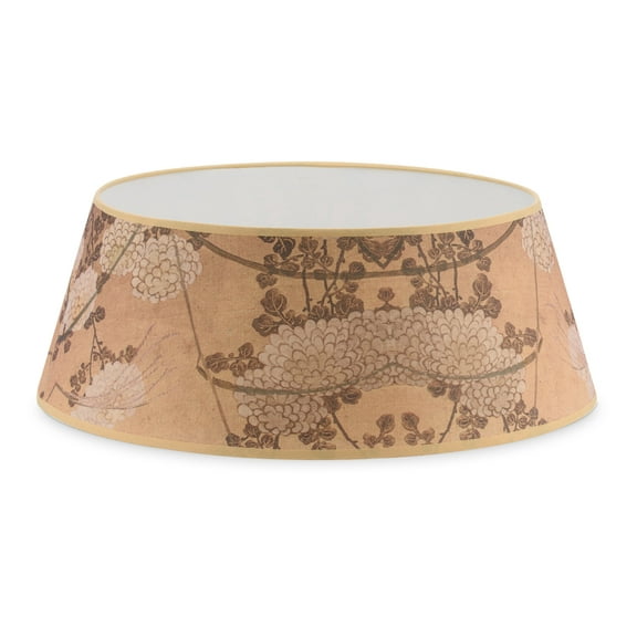 Tree Nest Gallery Round Canvas Christmas Tree Collar, Large, Beige Floral, 26.8in