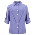 thumbnail image 4 of Outfmvch Summer Blouse for Women Linen Shirts for Women Solid Color Business Linen Cotton Shirts Oversized Tshirts for Women Loose Fit Tees Tops for Women Golf Shirt Casual Plaid Tops Purple 5XL, 4 of 8