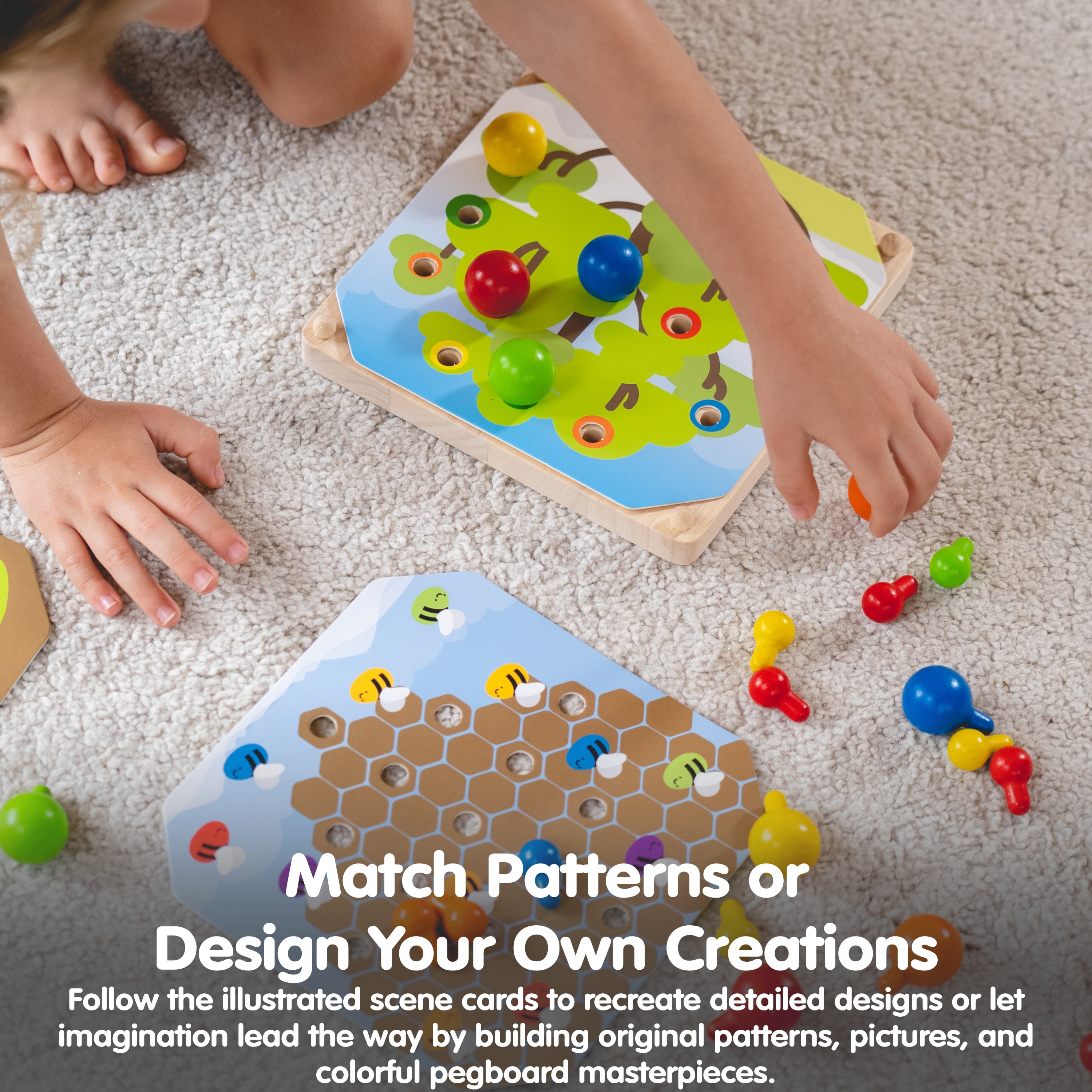 PlanToys® Creative Peg Board Wooden Toy for Kids Ages 3+