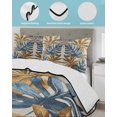 thumbnail image 4 of Navy Blue Brown Full Size Down Alternative Comforter, Lightweight Comforter Quilt Bedding Set with Pillow Shams Vintage Elegant Botanical Palm Leaves All Seasons Bed Comforter Duvet Insert 78"x90", 4 of 7
