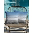 thumbnail image 4 of Waterproof Outdoor Throw Pillows with Inserts 16"x16" Set of 2, Blue Gray Soft Decorative Pillowcases for Couch Bedroom, Vintage Farmhouse Gradient Wooden Grain Art Pillow Covers for Sofa Living Room, 4 of 8