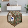 thumbnail image 3 of Christmas Pet House, Abstract Pines with Swirls Dots Lines Design Patchwork Style Print, Outdoor & Indoor Portable Dog Kennel with Pillow and Cover, 5 Sizes, Dark Coral Dark Green, by Ambesonne, 3 of 5