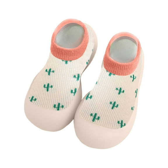 Mepaouo Baby Sock Shoes Infant Non Slip Walking Slippers Boys Girls Sneakers with Soft Rubber Sole Beige