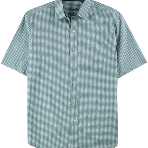Tasso Elba Mens Printed Button Up Shirt, Green, Small