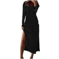 thumbnail image 2 of Lindreshi Dresses for Women 2024 Casual Fall Women's Short Sleeved V-Neck Fashion Print High Waist Mid-Calf V-Neck Dress, 2 of 6