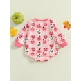 thumbnail image 4 of Suealasg Newborn Baby Girls Fall Halloween Outfit Clothes 3 6 12 18 24 Months Infant Girls Long Sleeve Pumpkin Print Romper Bodysuit, 4 of 7