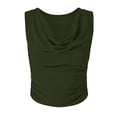 thumbnail image 6 of VBVC Women's Cowl Neck Ruched Tank Top , Ladies' Stretch Fitted Going Out Cami , Summer Sleeveless Business Work Blouse For Women,Army Green,S-2XL, 6 of 6