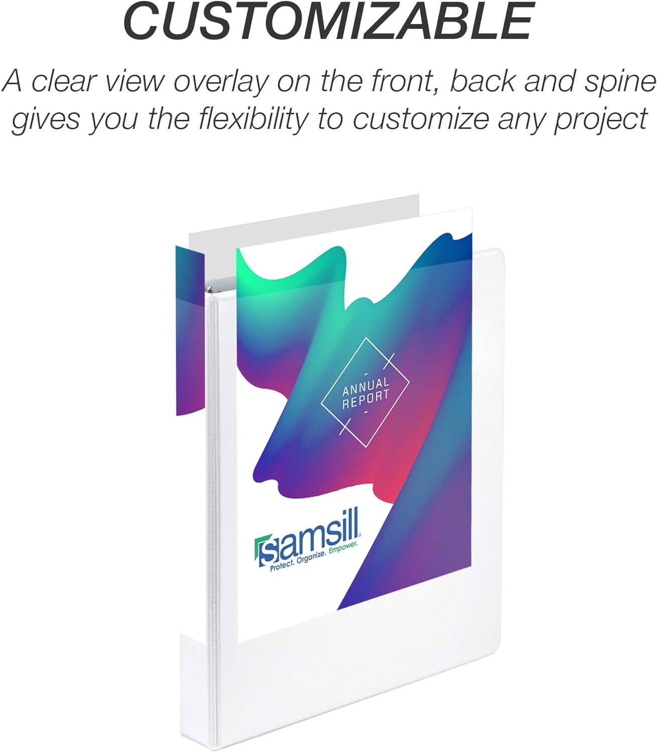 Samsill Durable 1 Inch Binder- - D Ring Binder - Customizable Clear View Cover - White, 4 Pack - Each holds 225 Pages
