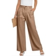 thumbnail image 2 of Resicozy Womens Cotton Linen Pants 2026 Casual Button Up High Waisted Wide Leg Straight Leg Trousers with Pocket Camel 2XL, 2 of 4