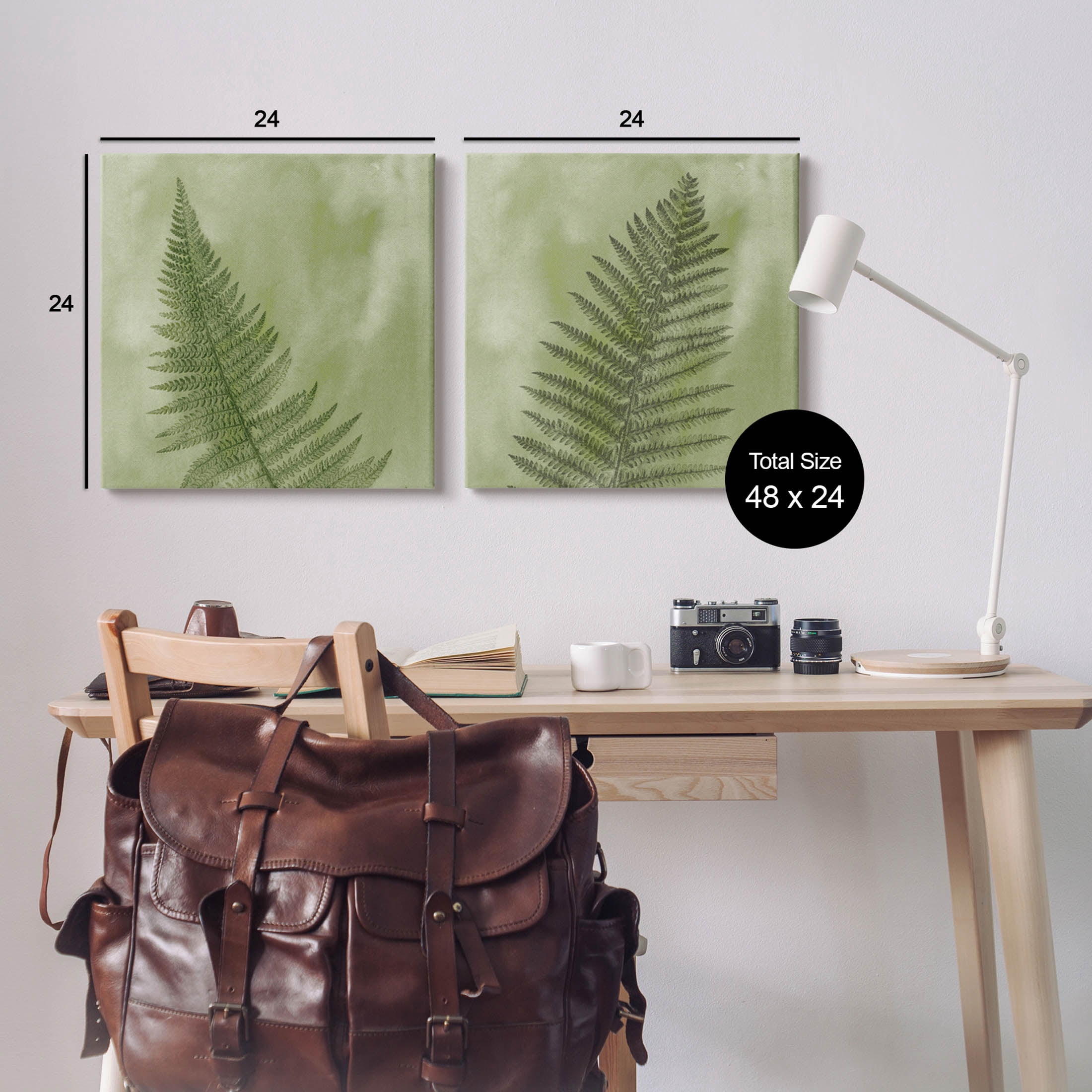 Fern Sprouts Forest Nature Leaves Botanical & Floral Graphic Art Gallery Wrapped Canvas Print Wall Art, Set of 2