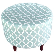 MJL Furniture Designs MJL Furniture Sophia Round Fulton Upholstered Ottoman Aqua