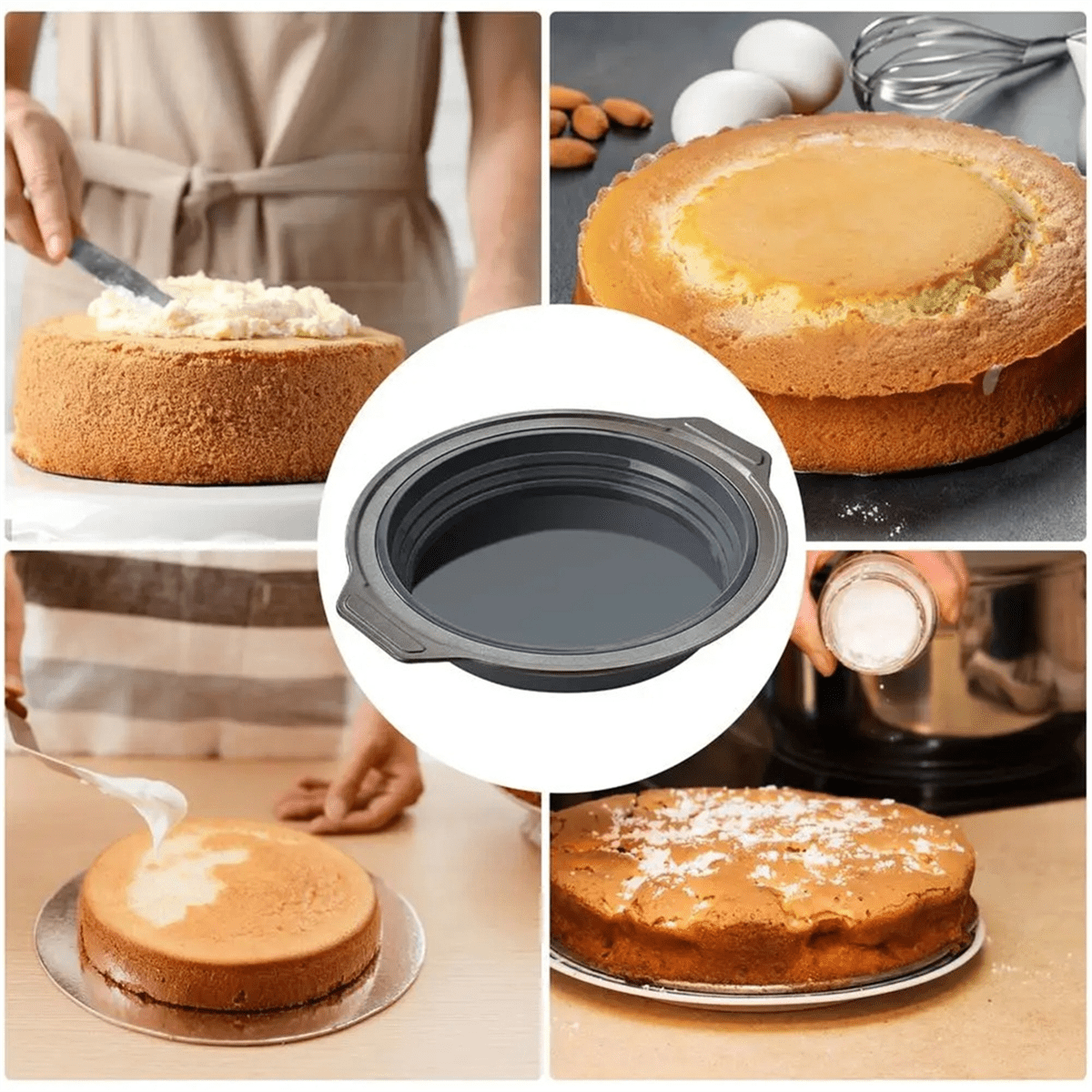 Round Shape Mold Silicone Folding Cake Baking Pan Mousse Fondant