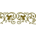 thumbnail image 3 of Dundee Deco MGAZB6003A Peel and Stick Damask Golden Vines Scrolls Self Adhesive Mirror Window Sticker Wallpaper Border Roll 33 ft X 4 in 10m X 10cm, 3 of 6