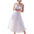 thumbnail image 1 of Moda mujer elegante sexy casual sin mangas honda correa color puro vestido de falda media Pompotops  qwe12590, 1 of 9