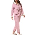 thumbnail image 4 of INSPIRE CHIC Women's Pajamas 2 Piece Set Button Top and Pants Flannel Winter Sleepwear M Pink, 4 of 6