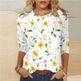 thumbnail image 2 of VBTAPA 3/4 Length Sleeve Womens Tops Vintage Floral Print Crewneck T-shirt Dressy Casual Summer Blouse Flash Sales of The Day Multicolor XXXL, 2 of 6