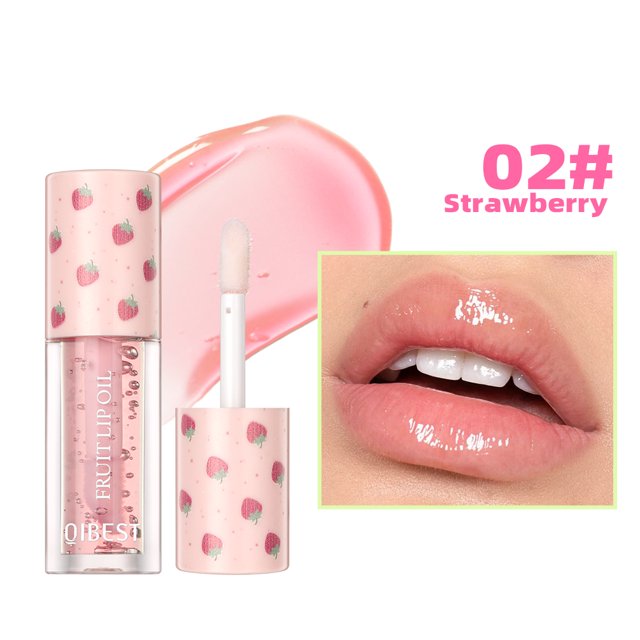 QIBEST bálsamo labial de frutas, maquillaje labial hidratante, aceite labial de larga duración, brillo labial brillante Sexy, Primer cosmético
