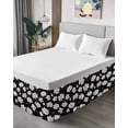 thumbnail image 4 of White Daisy Floral Wrap Around Bed Skirts for Queen Bed 16" Drop, Bed Skirt with Adjustable Elastic Belt Dust Ruffle Bed Valance for Bedroom Hotel Luxury Spring Summer Flowers Black Bed Frame Cover, 4 of 7