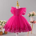 thumbnail image 5 of Efsteb Girls Lace Ruffle Sleeve Party Dress Kids Tulle Princess Gown with Sequin Hem for Birthdays and Special Events (Hot Pink,7-8 Years), 5 of 9