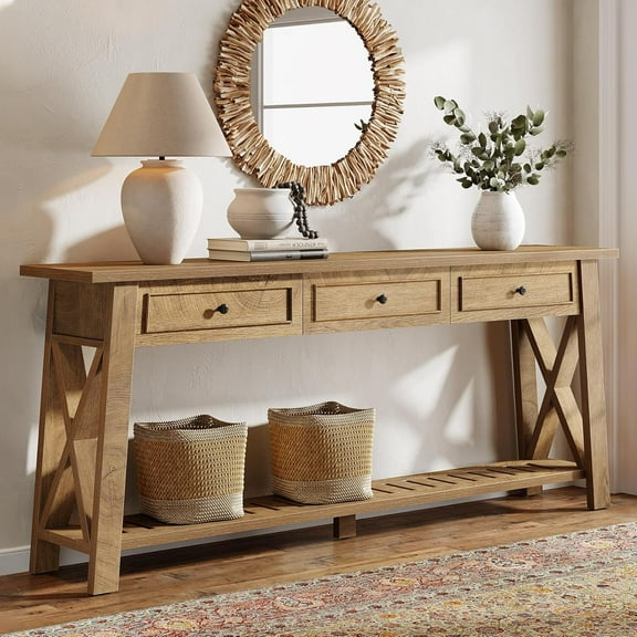 Tribesigns 70.87 Inches Console Table with 3 Storage Drawers, Extra Long Sofa Table