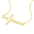 thumbnail image 2 of 14k Yellow Gold Side-ways Sideways Religious Faith Cross Necklace 18 Inch Pendant Necklace for Women, 2 of 2