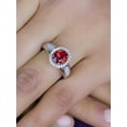 thumbnail image 2 of Diamond-Capitals 2.15 Carat Oval Cut Red Ruby Gemstone with Natural Diamond Beautiful Wedding Ring for her Solid 14K White Gold Size 7, 2 of 7