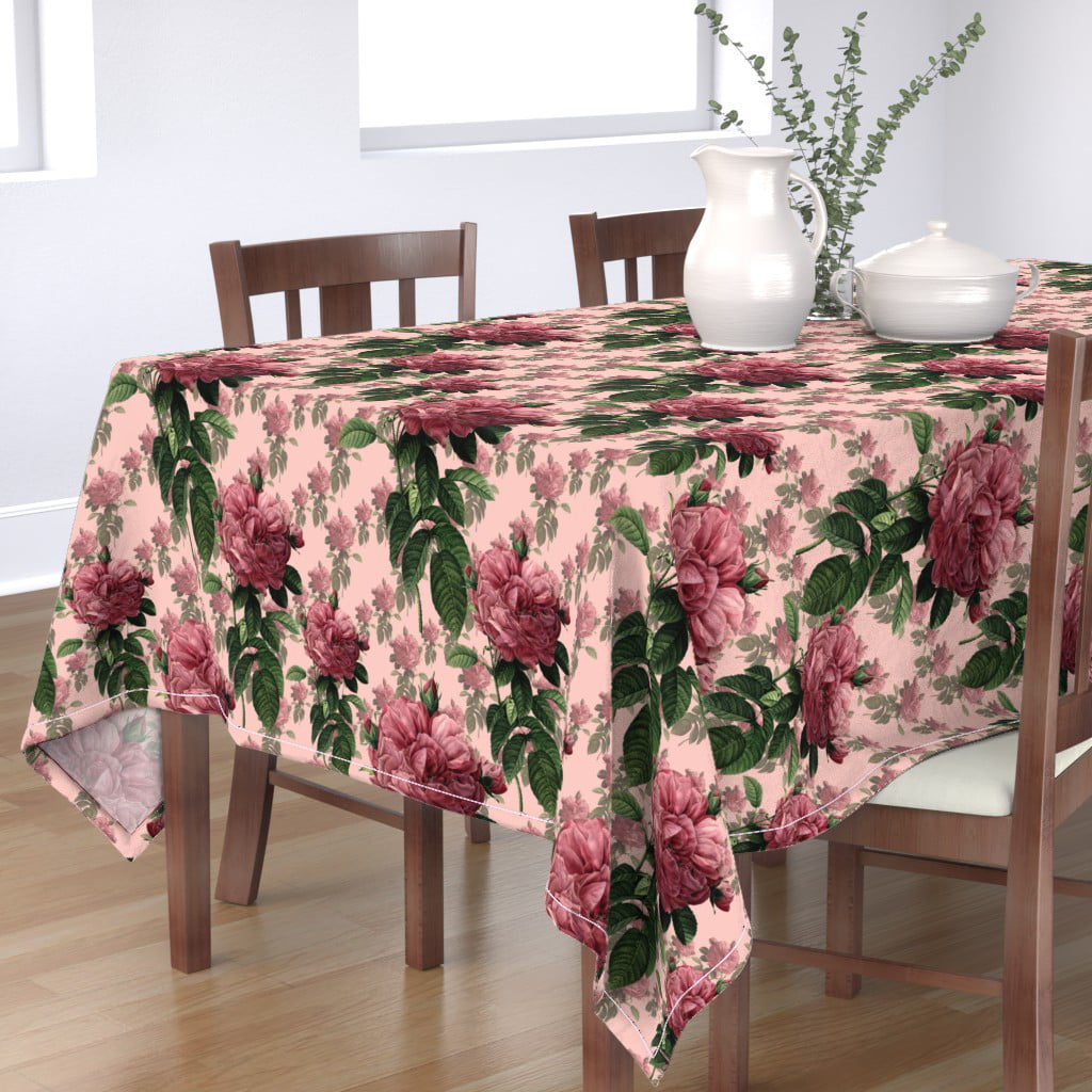 Tablecloth Flowers Floral Pink Summer Spring Baby Girl Cotton Sateen