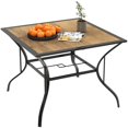 thumbnail image 1 of 37" Square Outdoor Dining Table for 4 | Brown Patio Table with Umbrella Hole | Garden & Backyard Seating, 1 of 7
