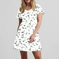 thumbnail image 7 of SYMOID Womens Spring & Summer Floral Print Short - sleeved V - neck Slim Casual Mini Shift Dress with Functional Pockets,White,Size 2XL, 7 of 7